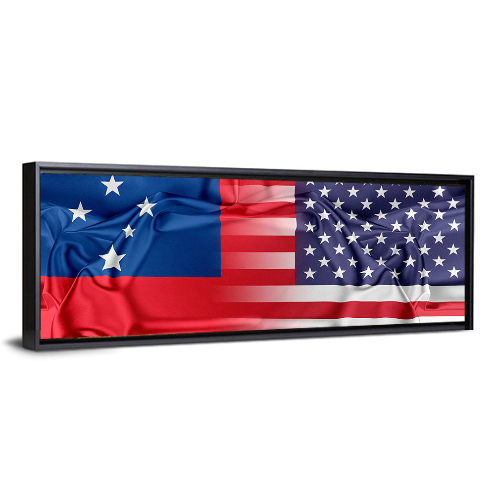 Samoa and USA Flag Blend Wall Art