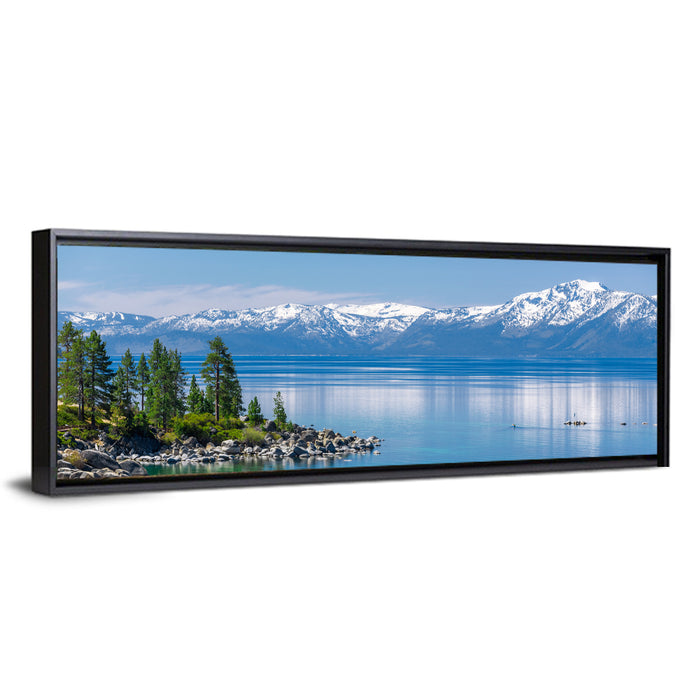 Lake Tahoe Shoreline View Wall Art as a framed canvas
