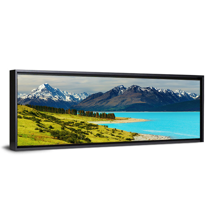 Mount Cook Over Lake Pukaki Wall Art as a framed canvas