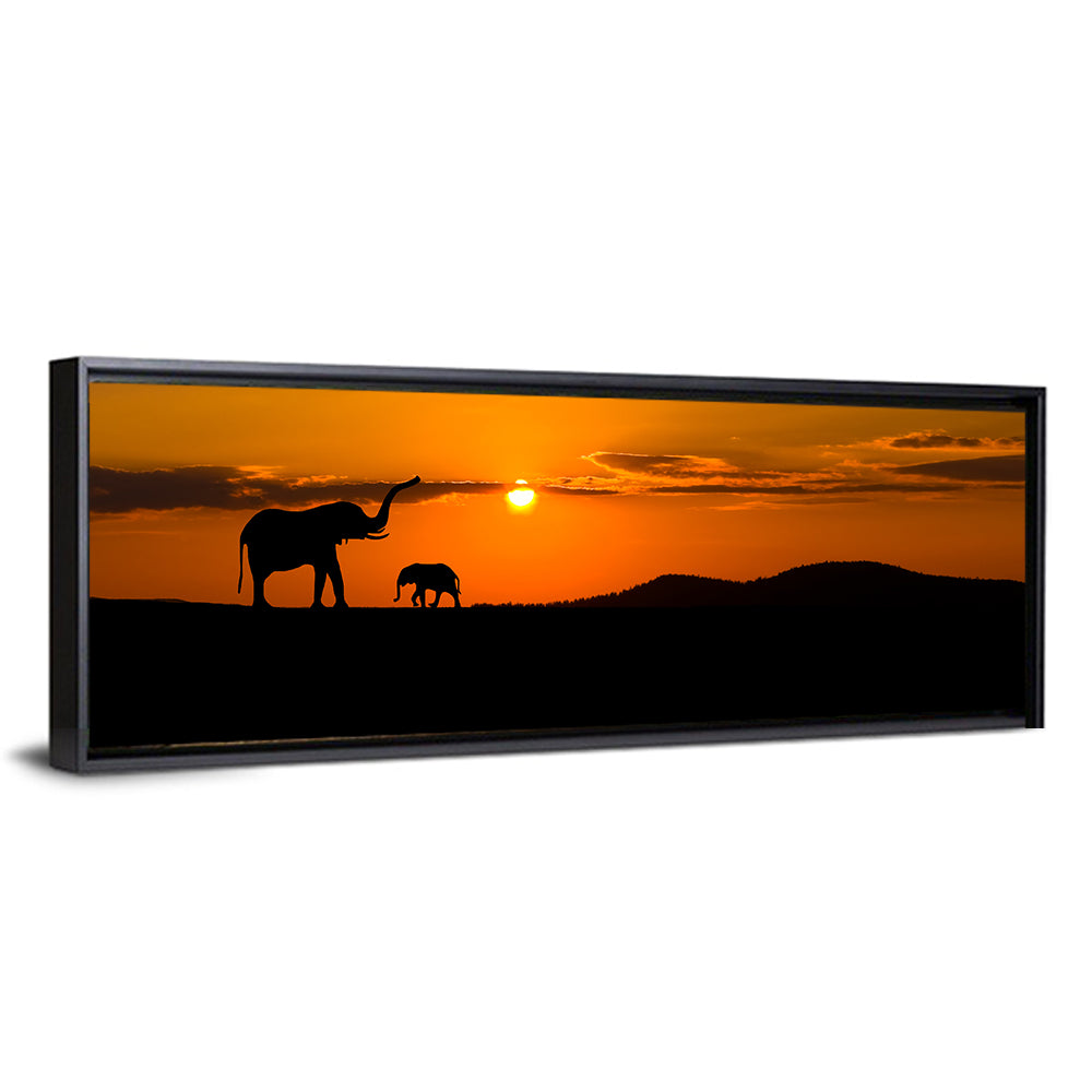 Savannah Elephant Silhouettes Wall Art