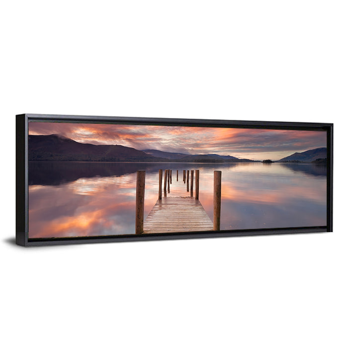 Flooded Jetty in Derwent Water Wall Art as a framed canvas