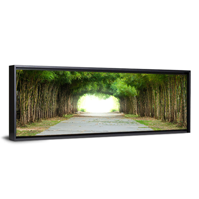 Kyoto Bamboo Canopy Walkway Wall Art as a framed canvas