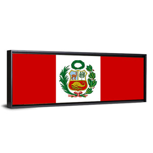 Peruvian Flag With National Emblem Wall Art