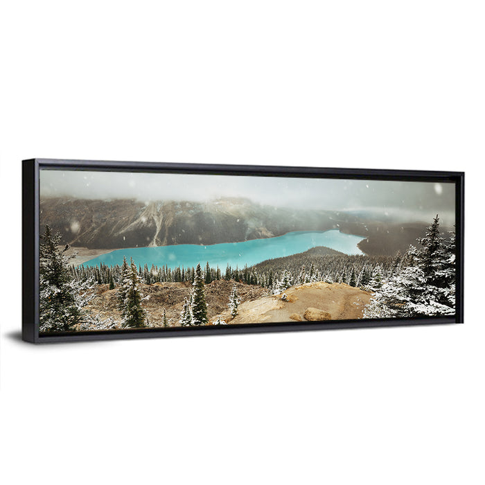 Peyto Lake in Winter Wall Art as a framed canvas