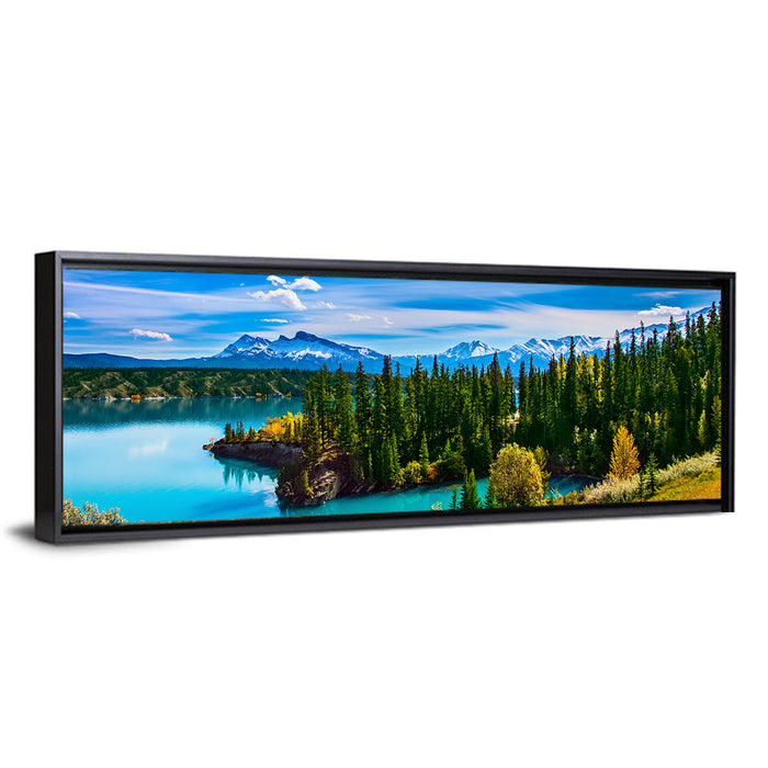 Abraham Lake Shoreline Wall Art as a framed canvas
