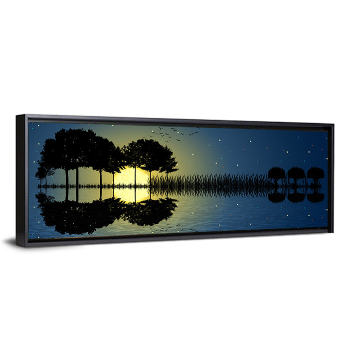 Moonlit Guitar Island Wall Art as a framed canvas