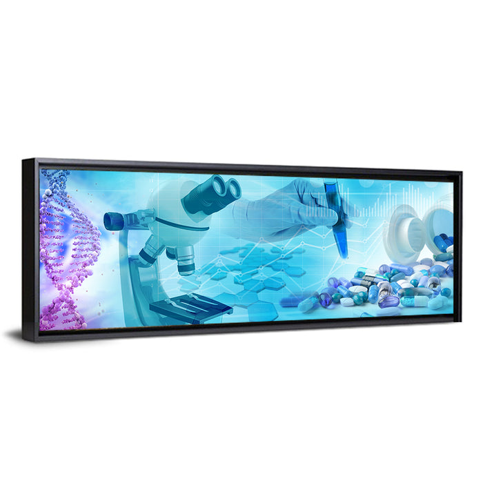 Pharmaceutical Research Concept Wall Art as a framed canvas