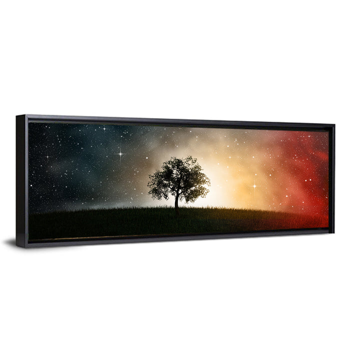 Tree Under Starry Sky Wall Art as a framed canvas