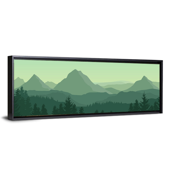 Green Mountain Silhouette Wall Art as a framed canvas