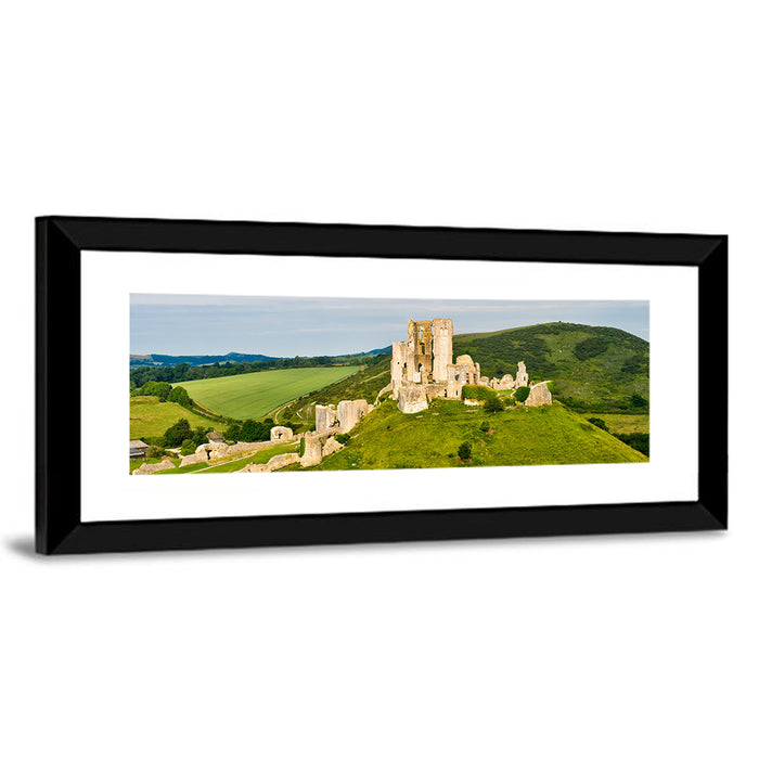 Corfe Castle Ruins Wall Art as a framed print