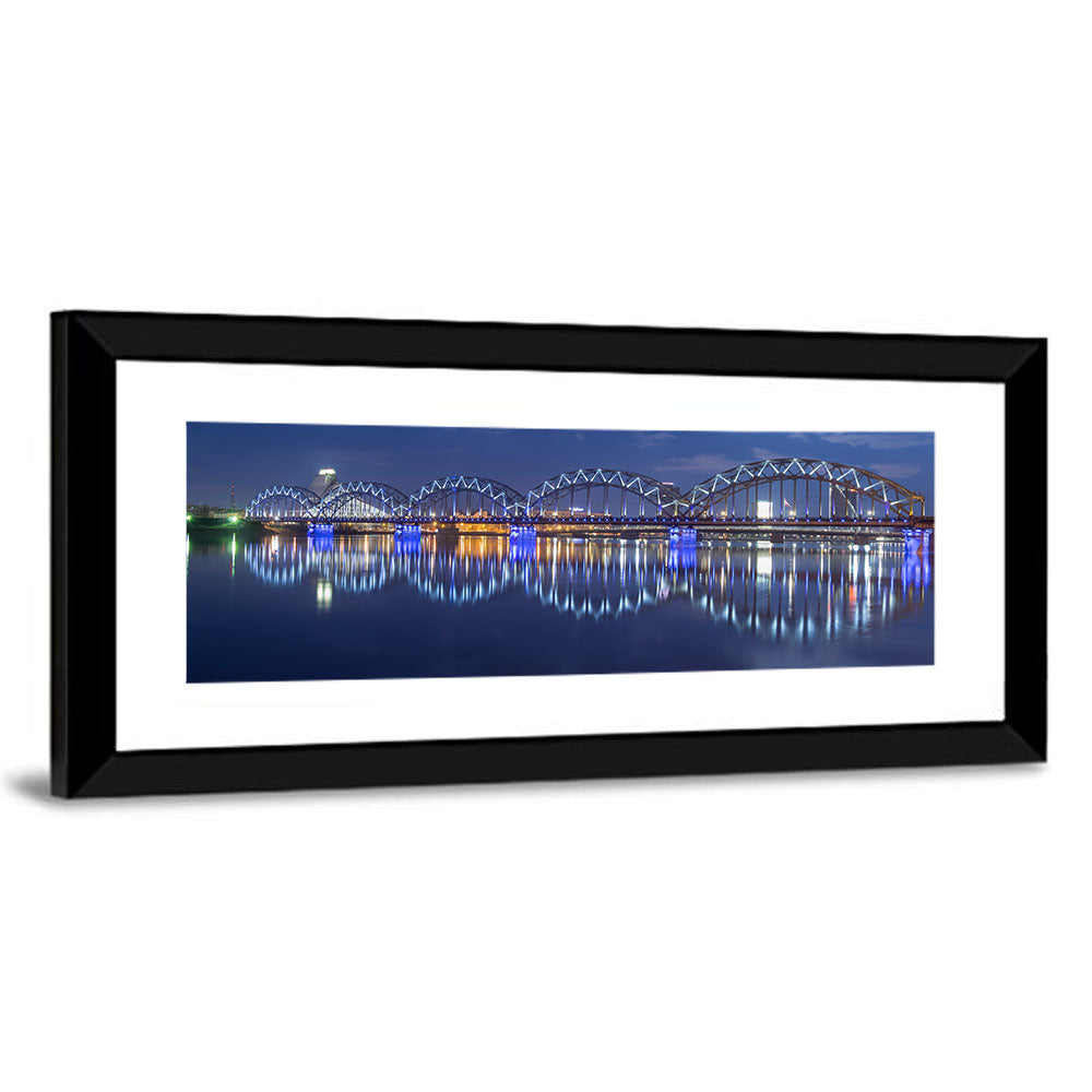 Riga Railway Bridge at Night Wall Art