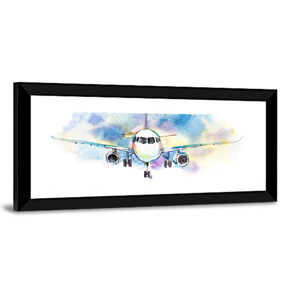 Symmetrical Airplane Watercolor Sketch Wall Art