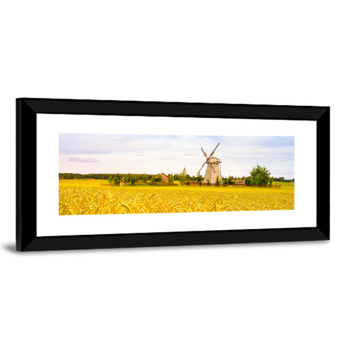 Dudutki Windmill in Golden Fields Wall Art as a framed print