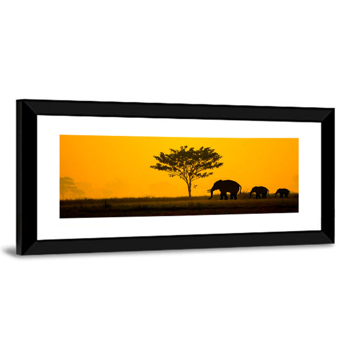 Thailand Elephant Silhouettes Wall Art as a framed print