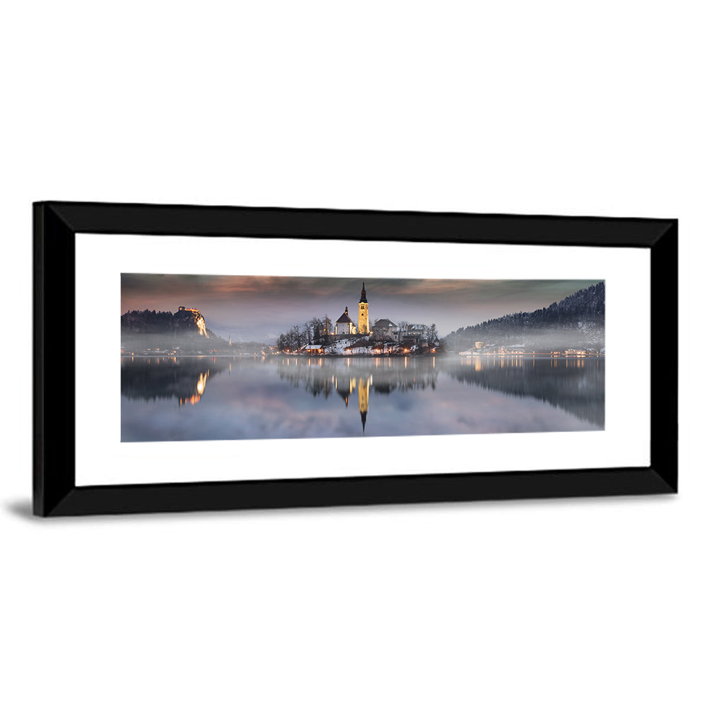Lake Bled Misty Sunset Wall Art