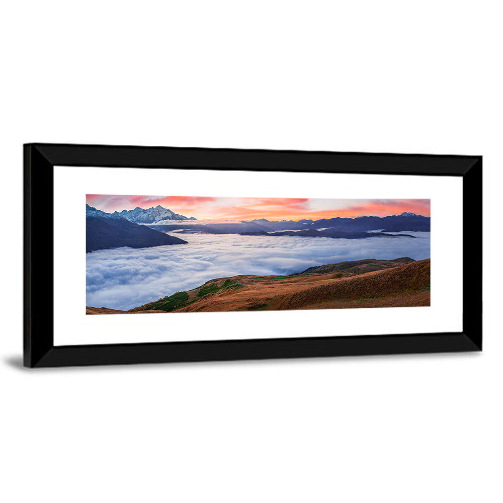 Mt Tetnuld Sunrise Over Clouds Wall Art