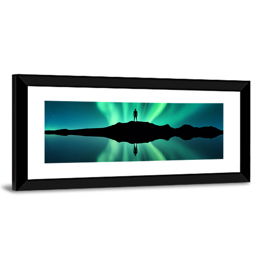 Northern Lights Over Mountain Lake, Norway Wall Art