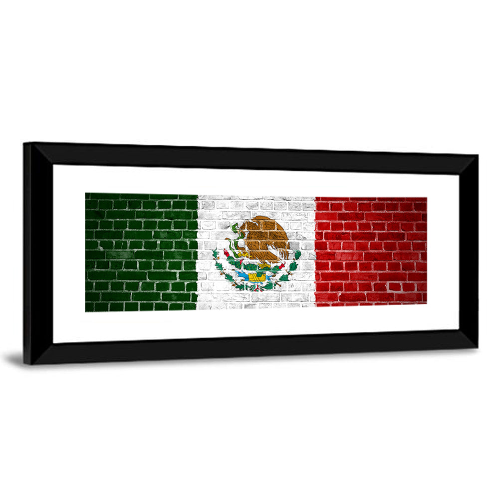 Weathered Mexico Flag with Coat of Arms Wall Art