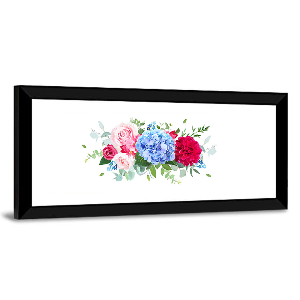 Summer Hydrangea, Dahlia and Rose Bouquet Wall Art