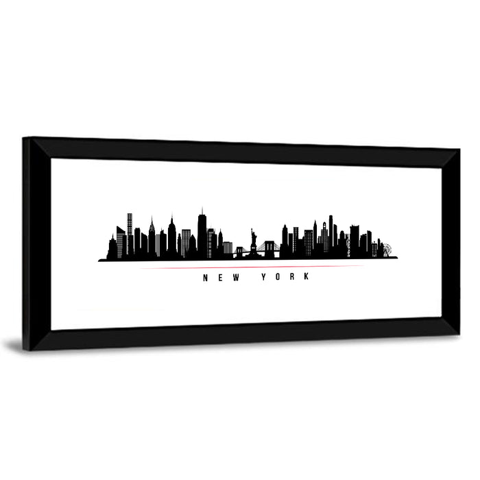 New York Skyline Silhouette Wall Art as a framed print