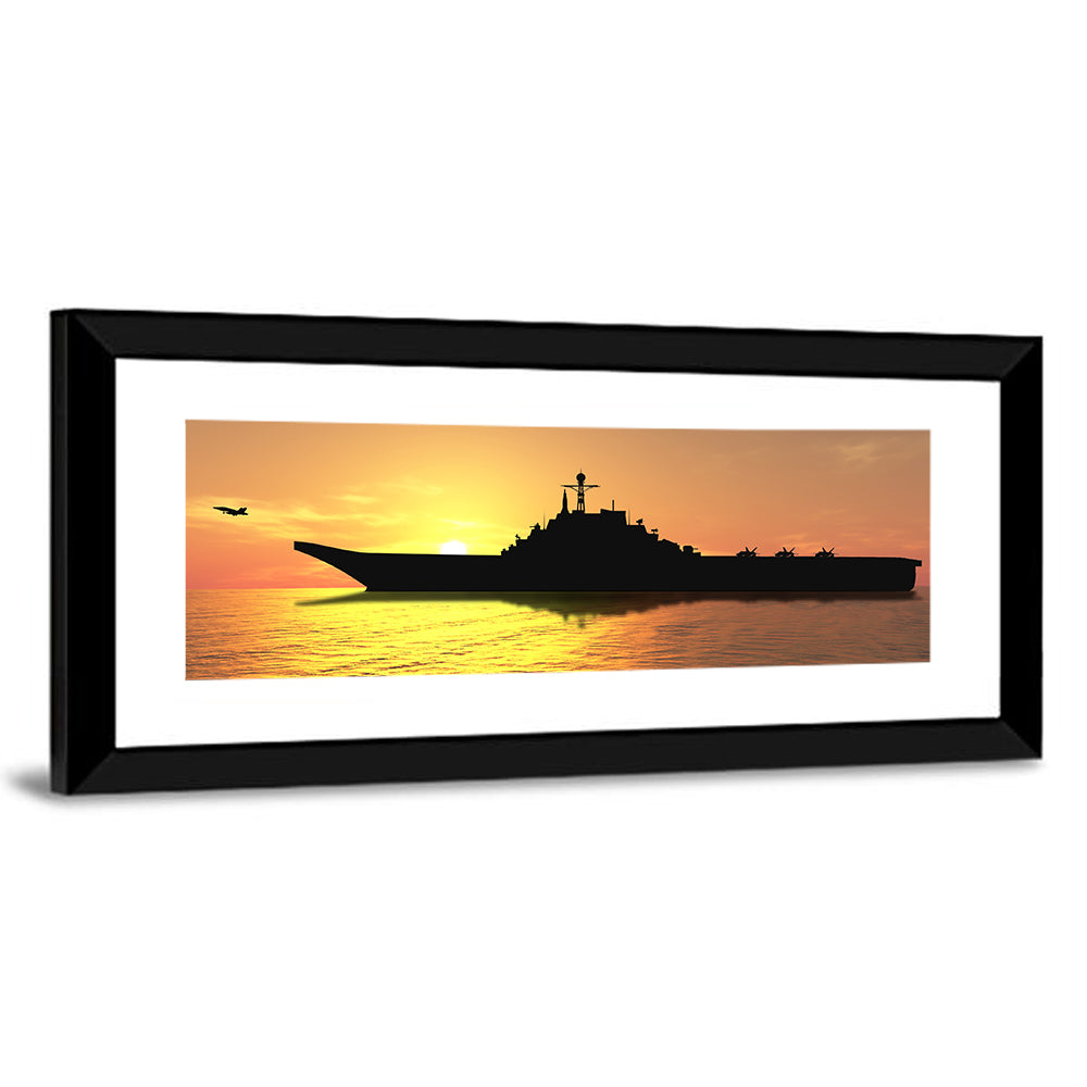 Aircraft Carrier at Sunset Wall Art