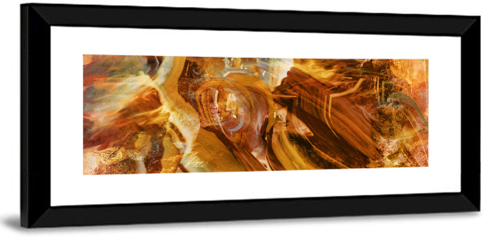 Golden Vortex Abstract Wall Art as a framed print