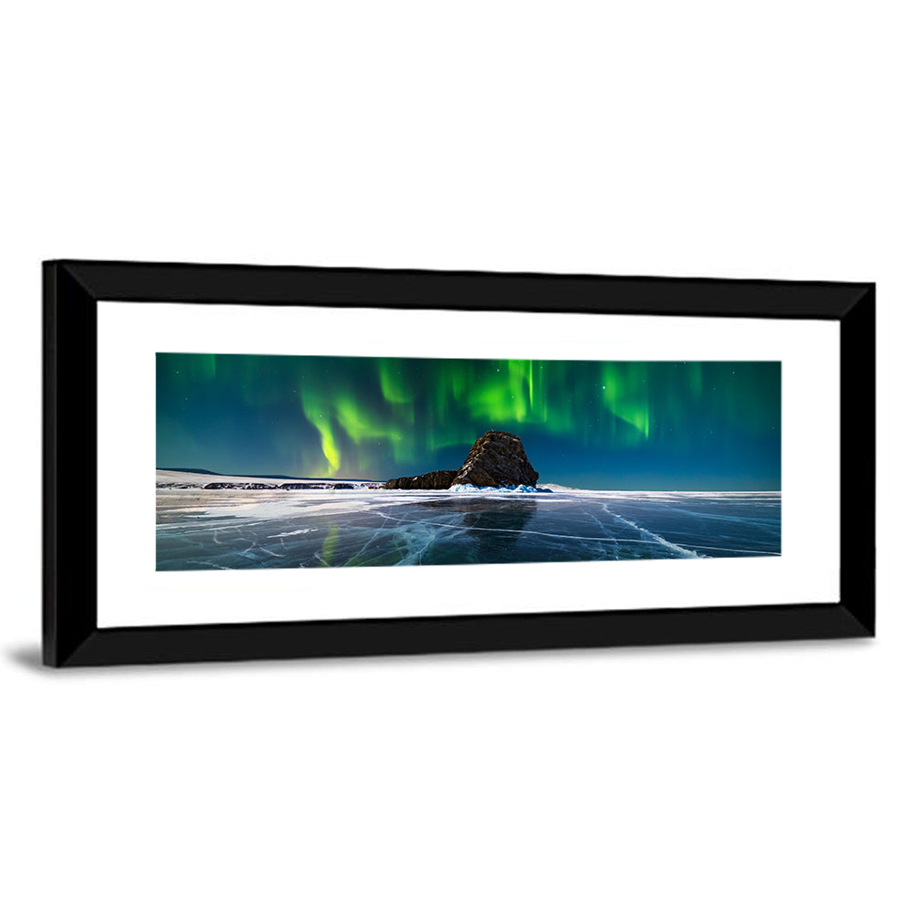 Aurora Borealis Over Frozen Lake Baikal Wall Art