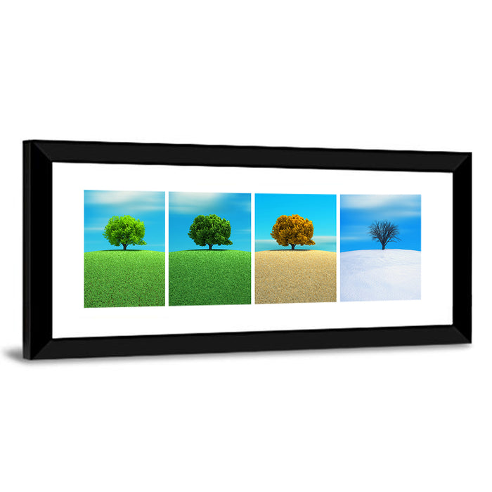 One Tree, Four Seasons Wall Art as a framed print