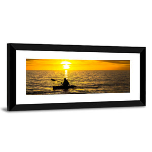 Fisherman In Ocean Sunset Wall Art