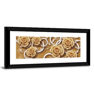 3D Golden Rose Flower Wallpaper Wall Art