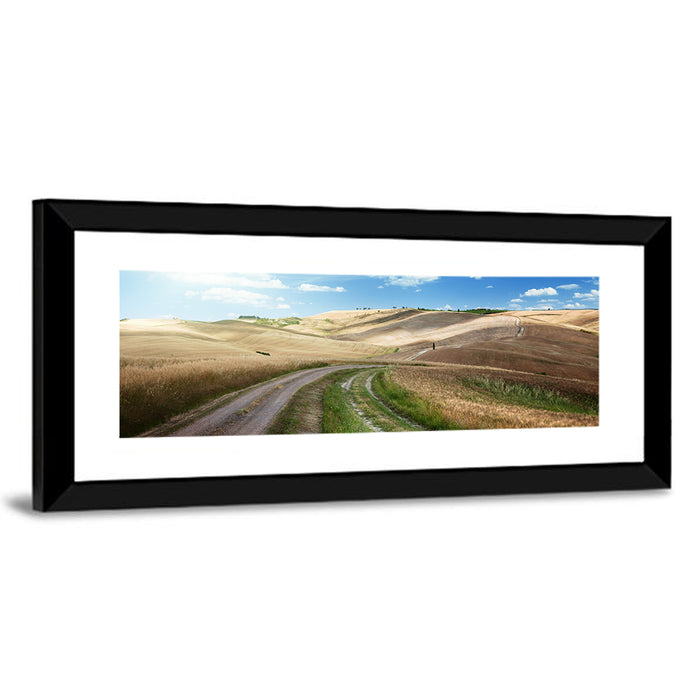 Dirt Road Through Tuscany Wall Art as a framed print