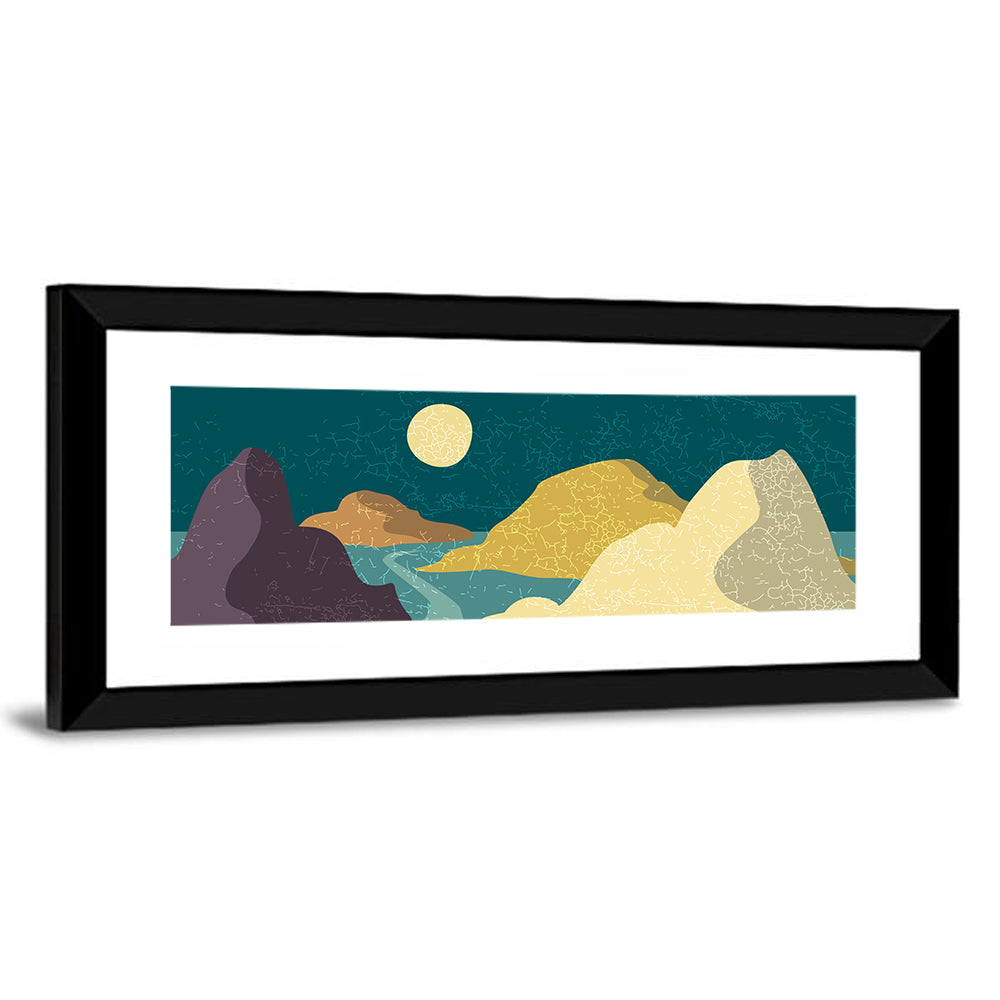 Moonlit Minimalist Mountain Wall Art