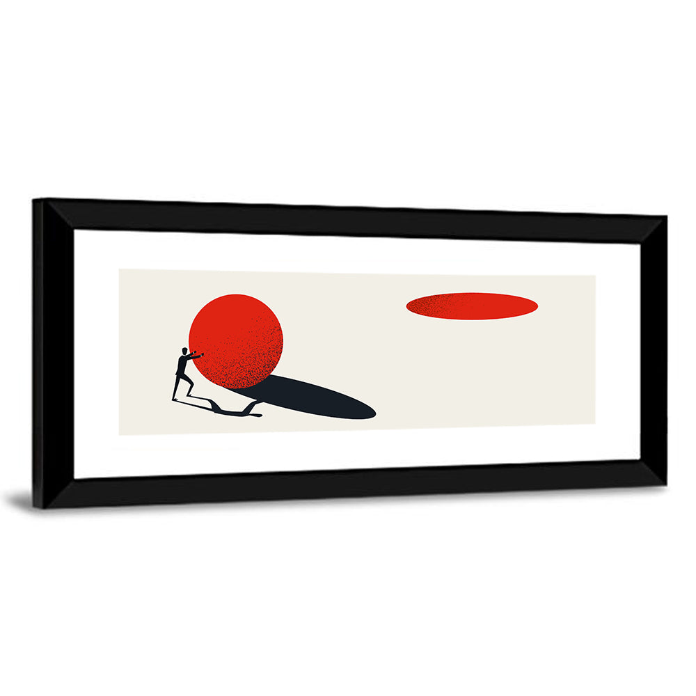 Man Pushing Sphere Wall Art