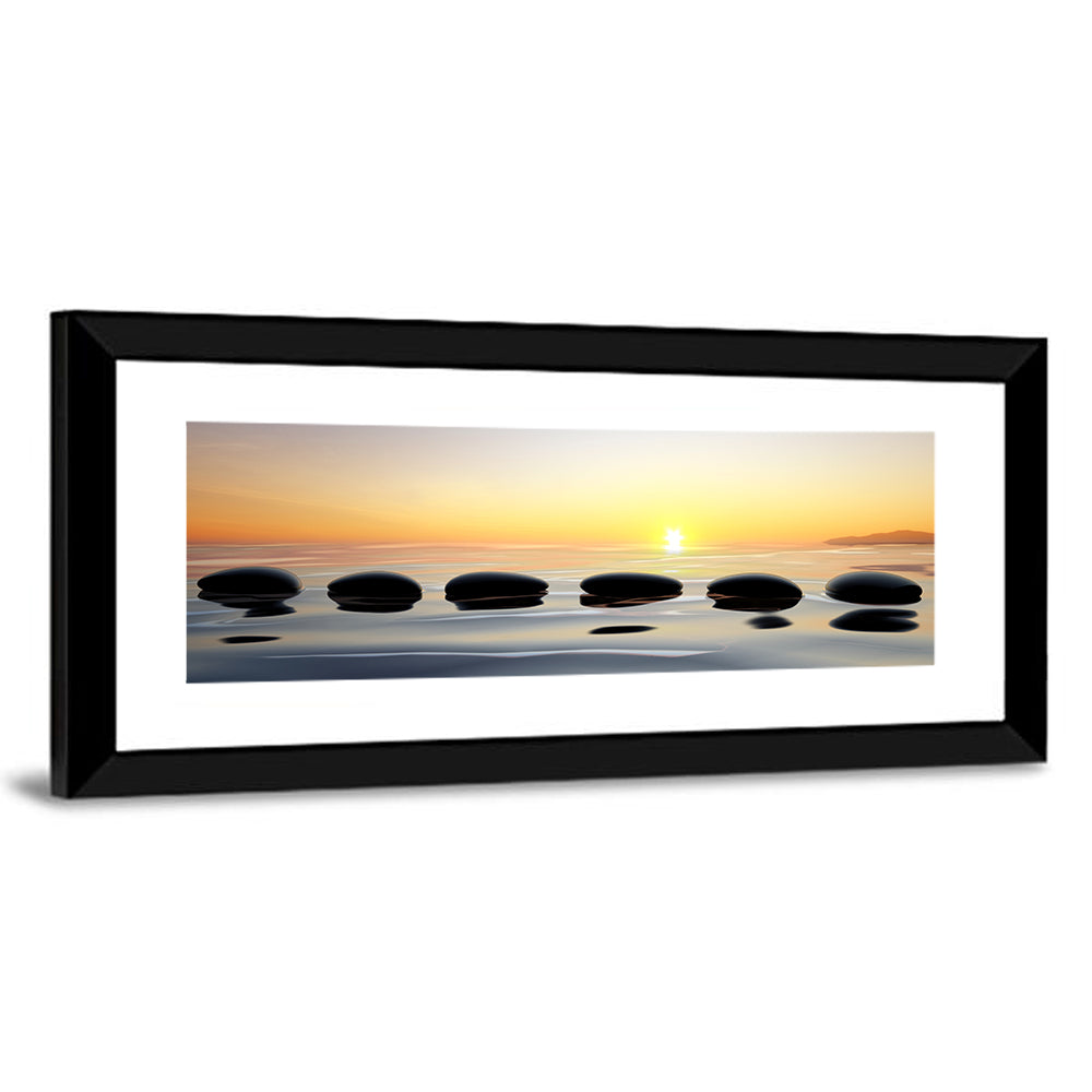 Zen Stones at Sunset Wall Art