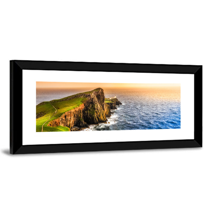 Sunset at Neist Point Lighthouse Wall Art as a framed print