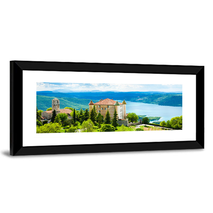 Château D'esparron and Village Church Wall Art as a framed print