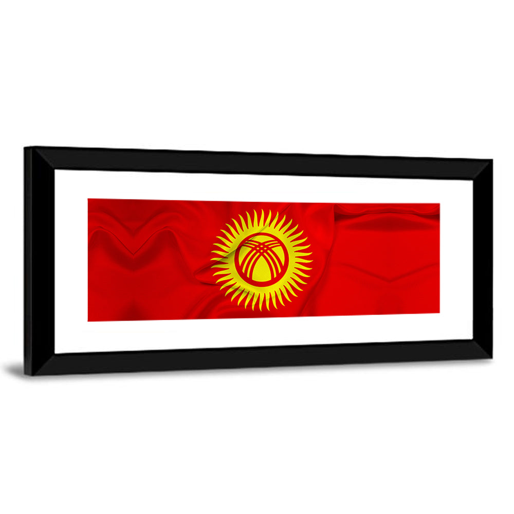 Kyrgyzstan Flag with Tunduk Emblem Canvas Wall Art
