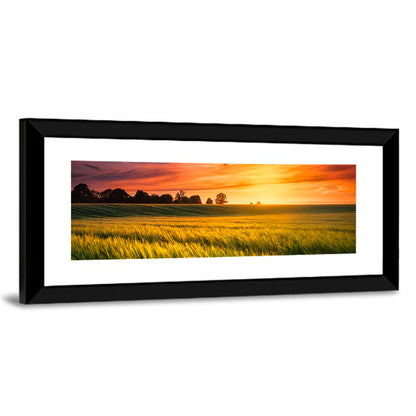 Sunset Over a Wheat Field Wall Art