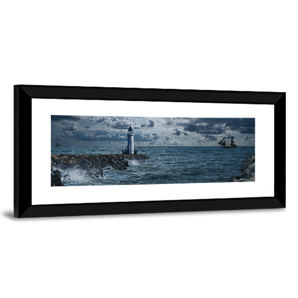 Lighthouse Under Storm Wall Art