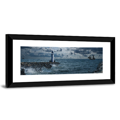 Lighthouse Under Storm Wall Art