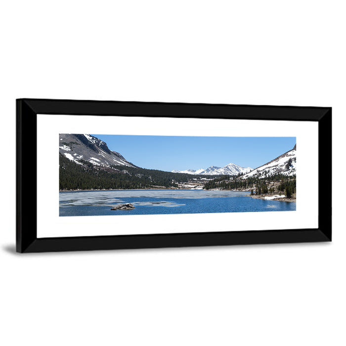 Yosemite Frozen Lake Scene Wall Art as a framed print