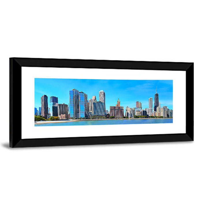 Chicago Lakeshore Skyline Wall Art as a framed print