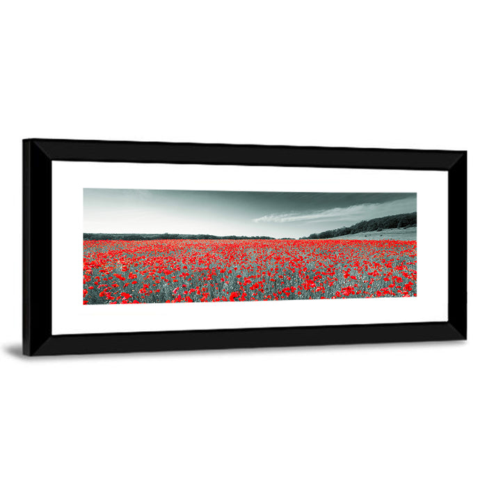 Red Poppy Field Wall Art as a framed print