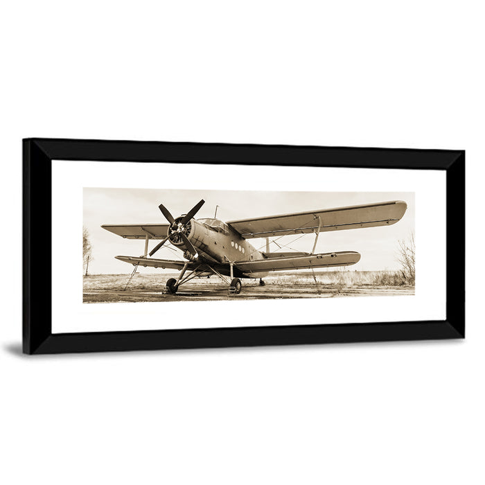 Vintage Biplane Closeup Wall Art as a framed print
