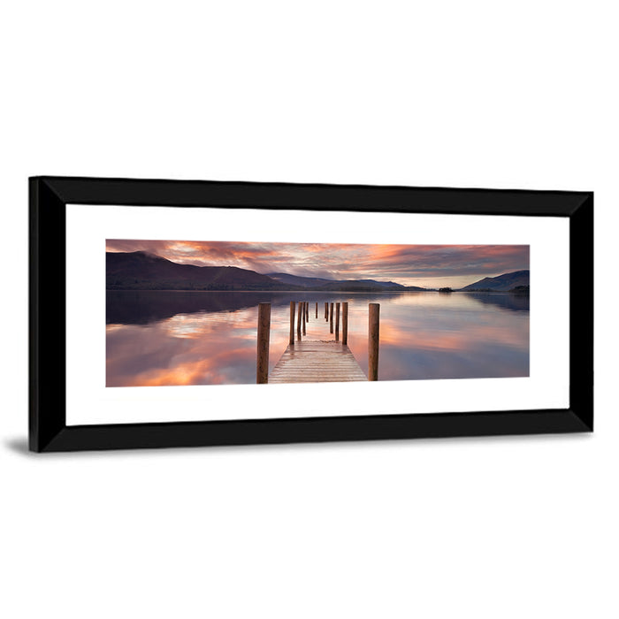 Flooded Jetty in Derwent Water Wall Art as a framed print