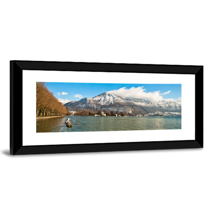 Lake Annecy Winter View Wall Art as a framed print