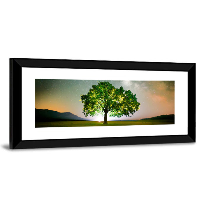 Lone Tree Under Milky Way Wall Art as a framed print