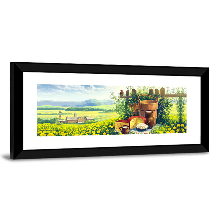 Dandelion Field Landscape Wall Art as a framed print