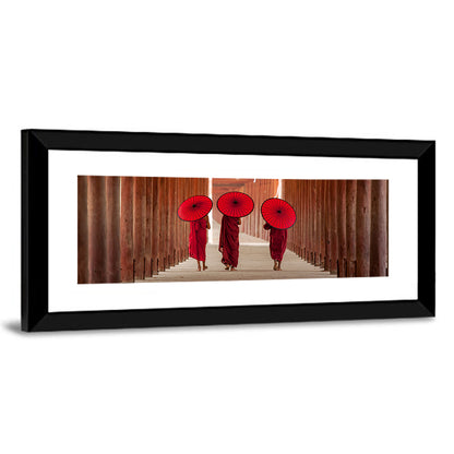 Novice Monk Walking Together Wall Art