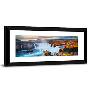 Godafoss Waterfall At Sunset Wall Art